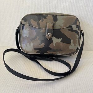 Genuine Leather Women's Crossbody Bag Camouflage Print Medium Size